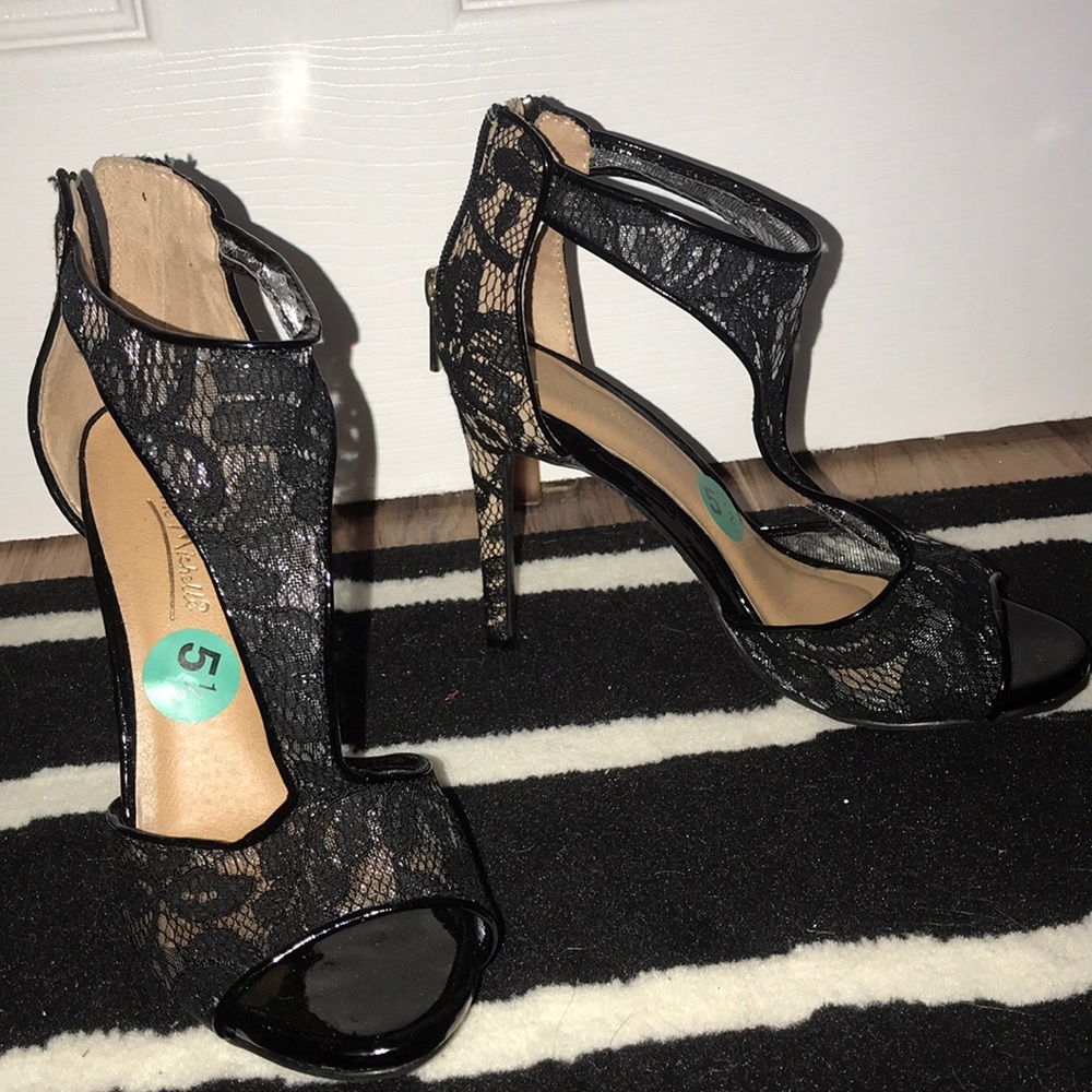 Black lace heels